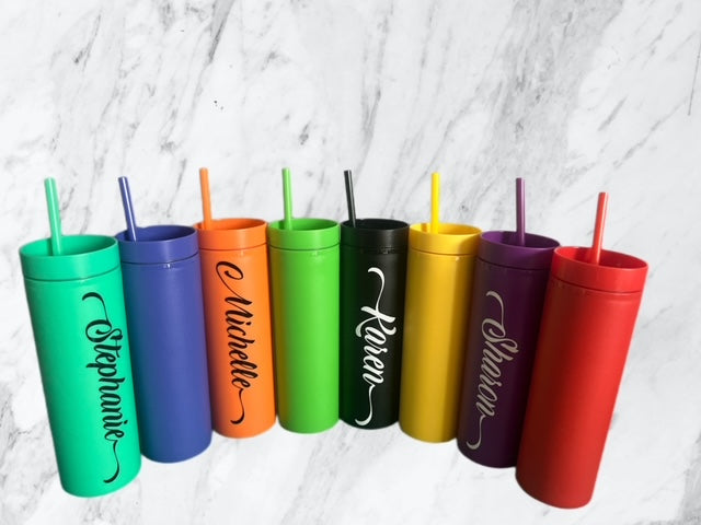 Personalized Mother's Day 16 oz. Matte Pastel Skinny Tumblers with Lids and  Straws