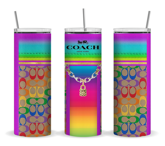 Rainbow Coach Purse Look 20 OZ Stainless Steel Tumbler