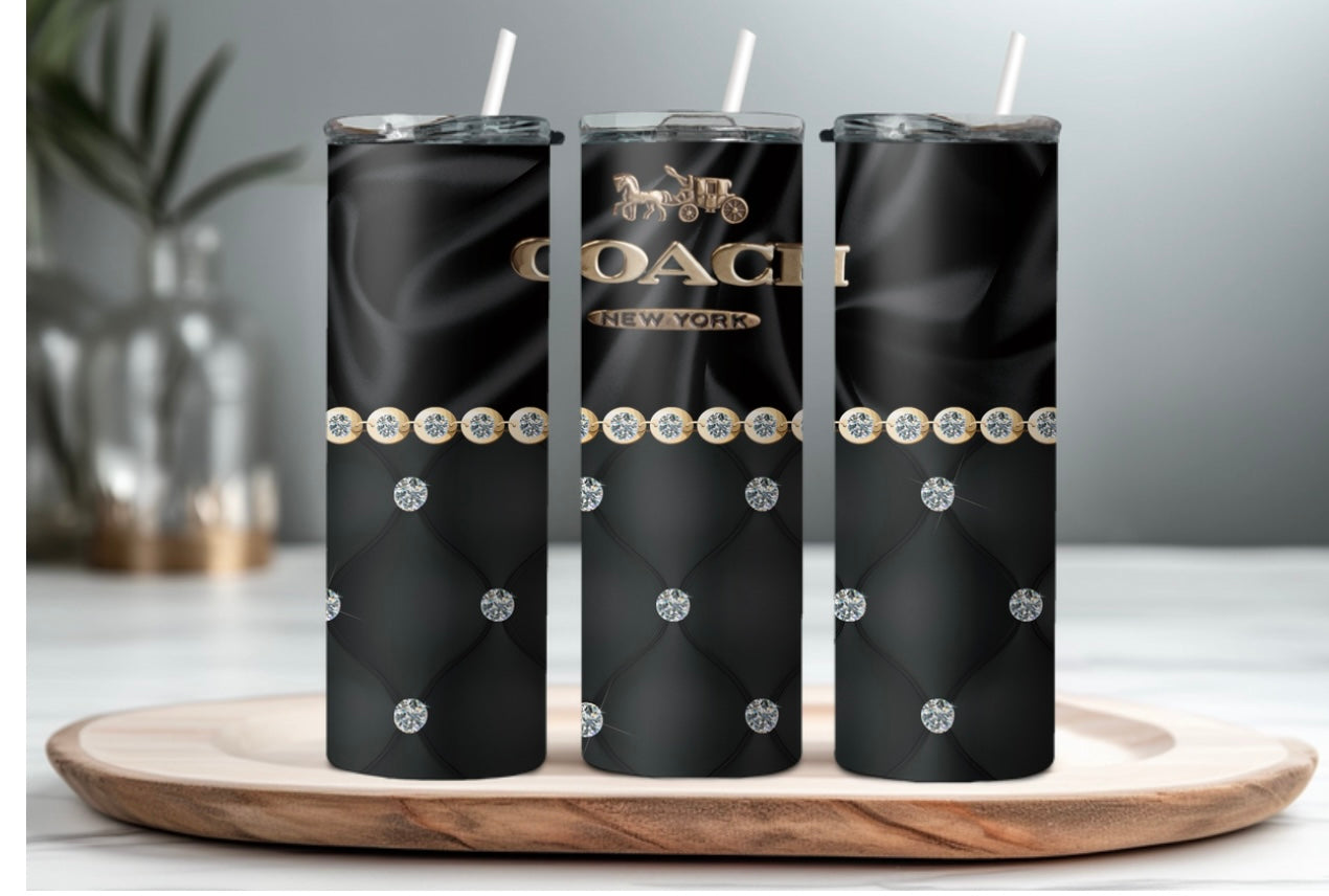 20 OZ Black Coach Design Stainless Steel Tumbler