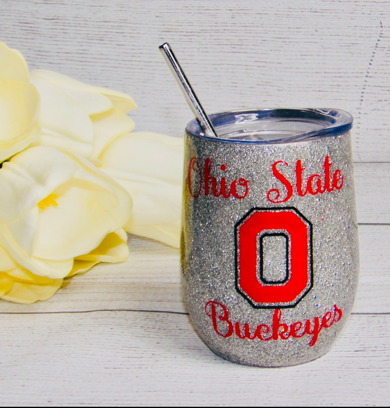 Handmade Epoxy 12 OZ Ohio State Wine/Coffee Tumbler